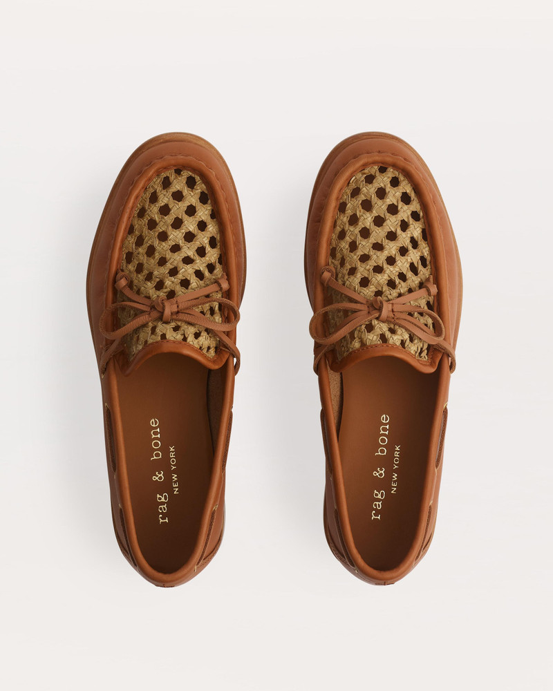 Carter Woven-Trimmed Leather Boat Shoes 4