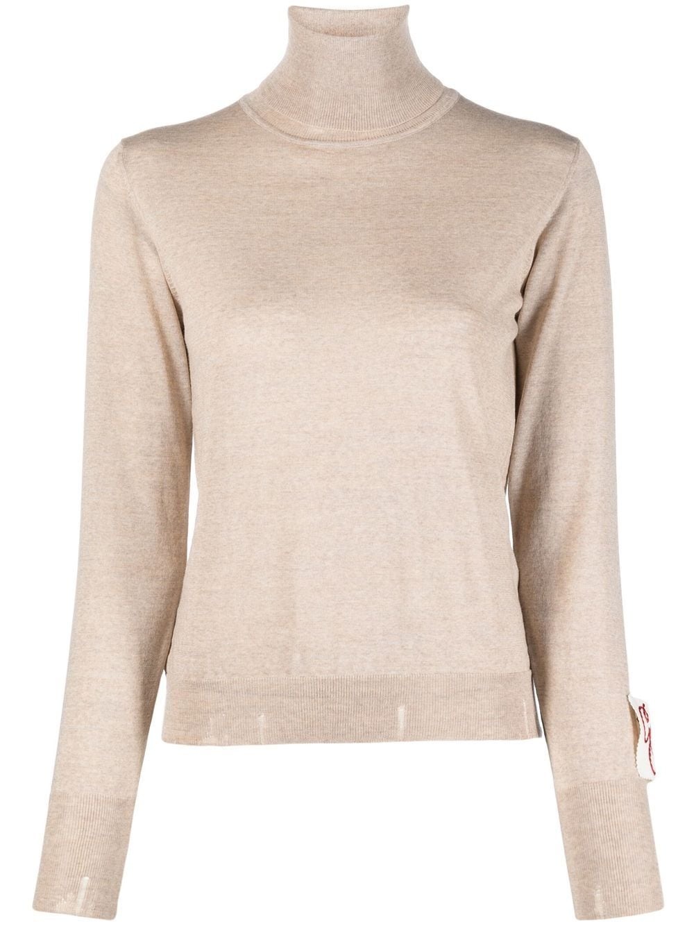 distressed roll-neck virgin wool jumper - 1