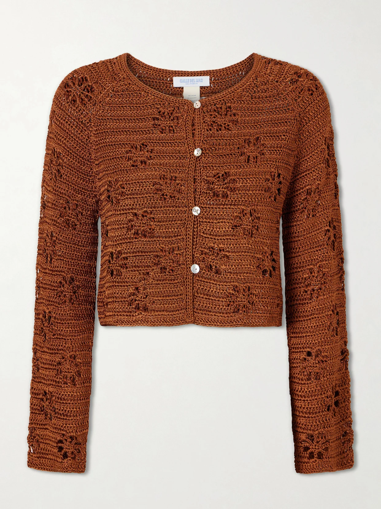 Cropped Crocheted Cardigan - 1
