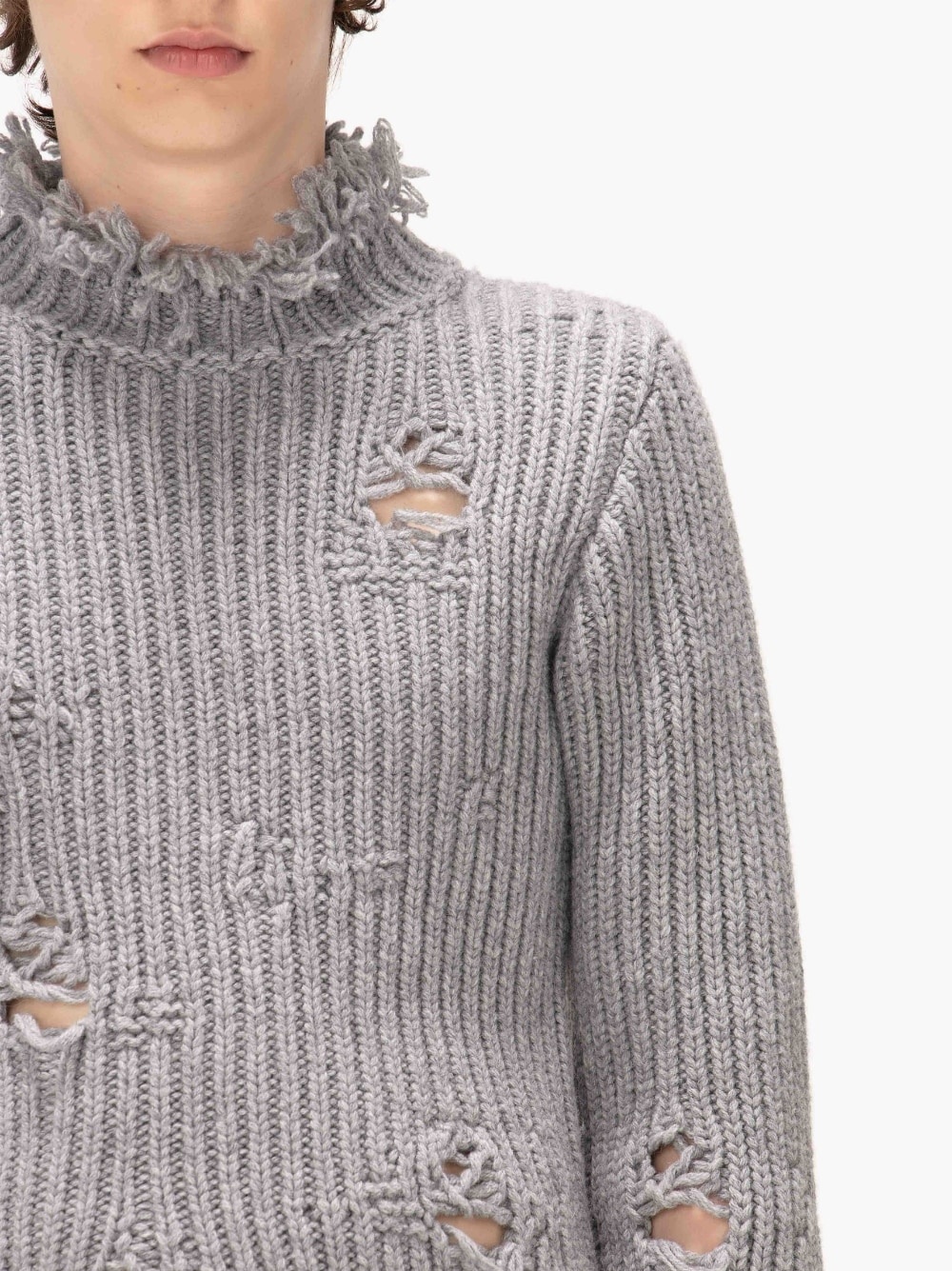 FRINGE COLLAR DISTRESSED JUMPER - 6