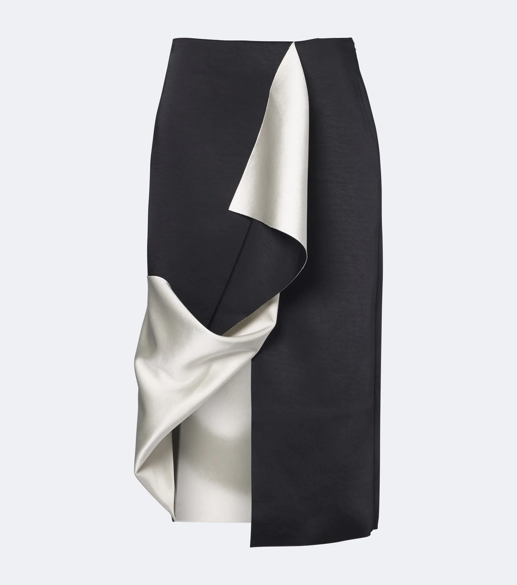 Draped asymmetric satin midi skirt - 1