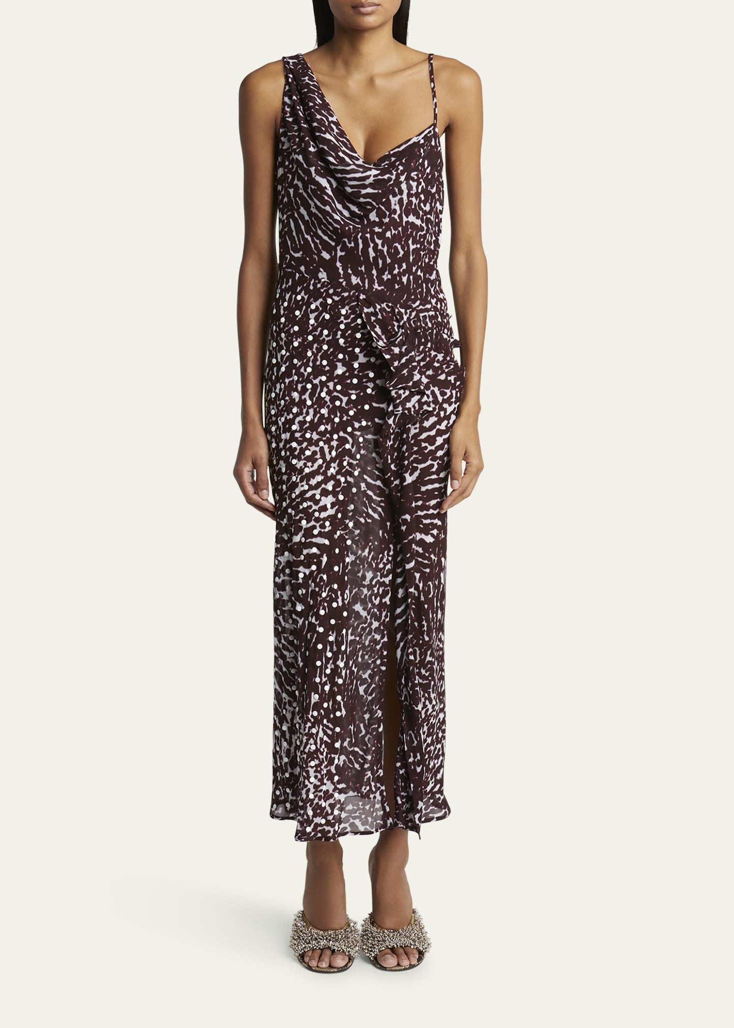 Deyon Abstract Print Draped Dress - 2