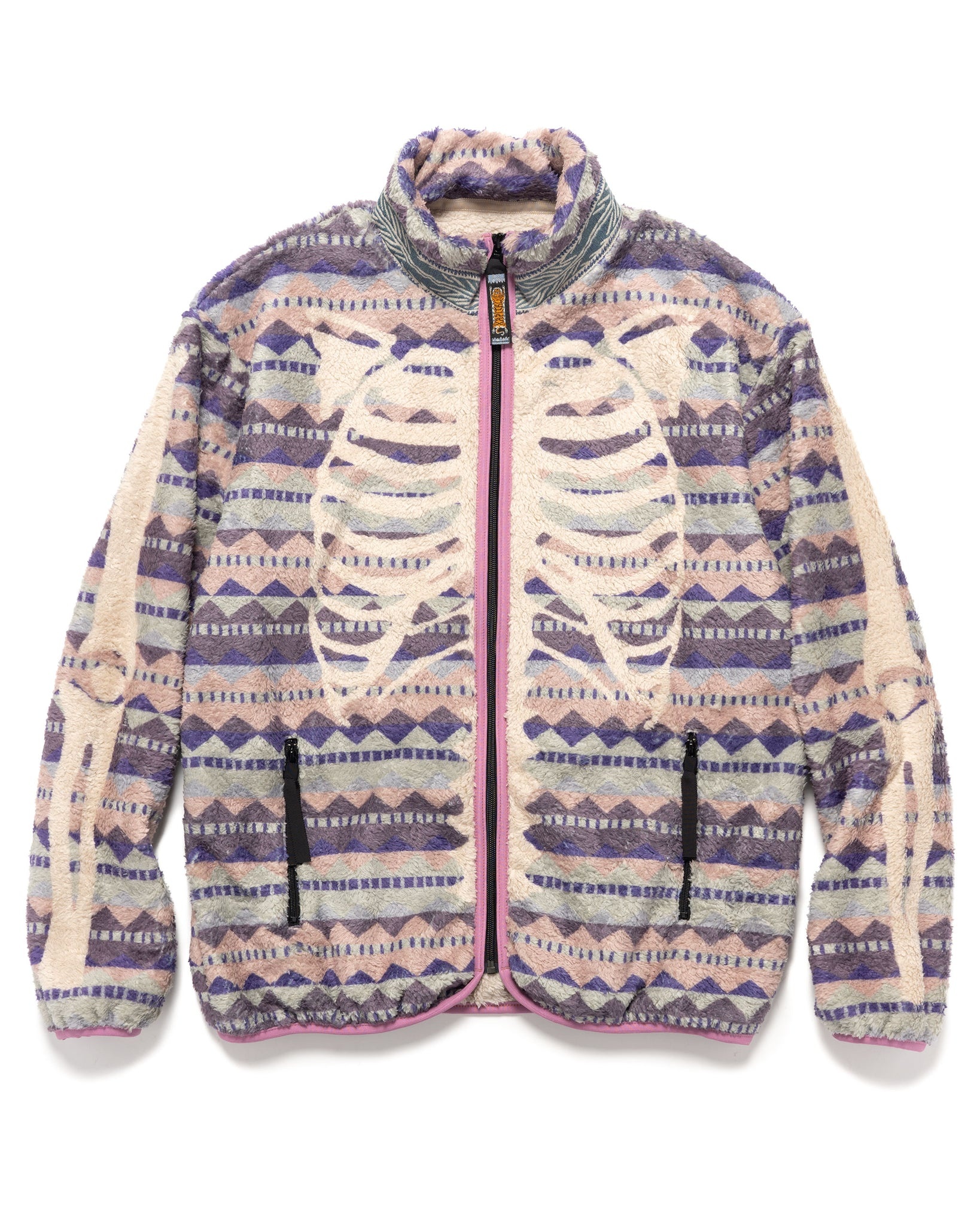 Kapital ASHLAND STRIPE & BONE FLEECE ZIP BLOUSON PURPLE
