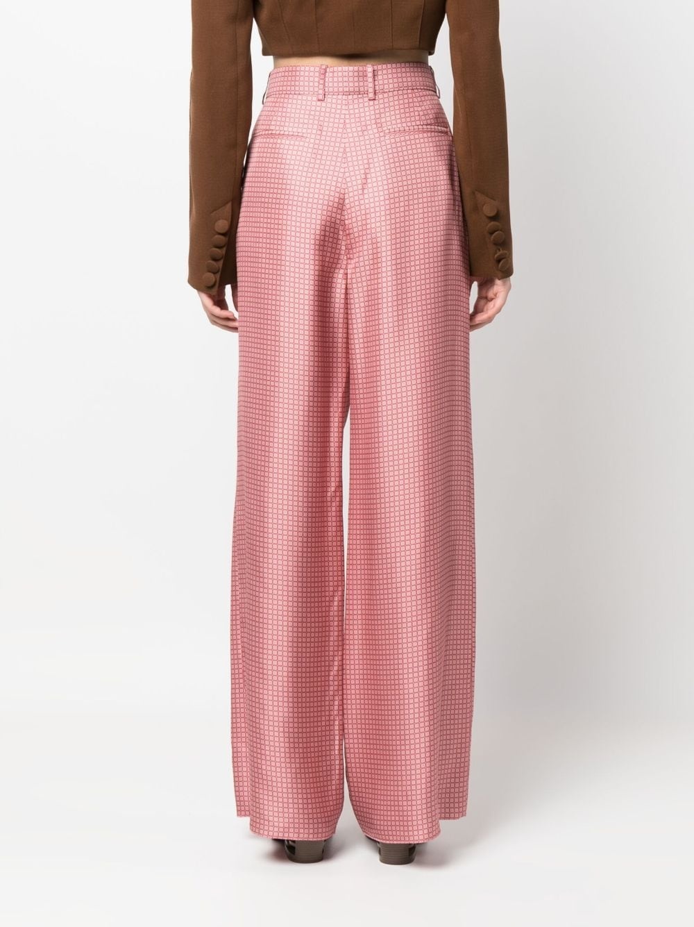 geometric-print wide-leg silk trousers - 4