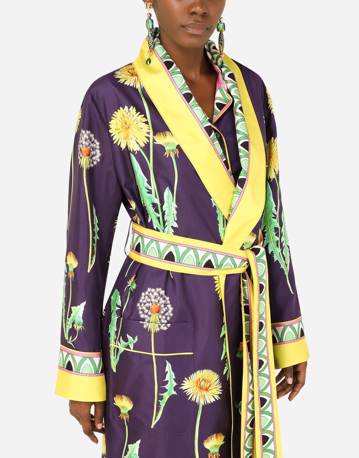 Twill robe with meadow flowers print - 4