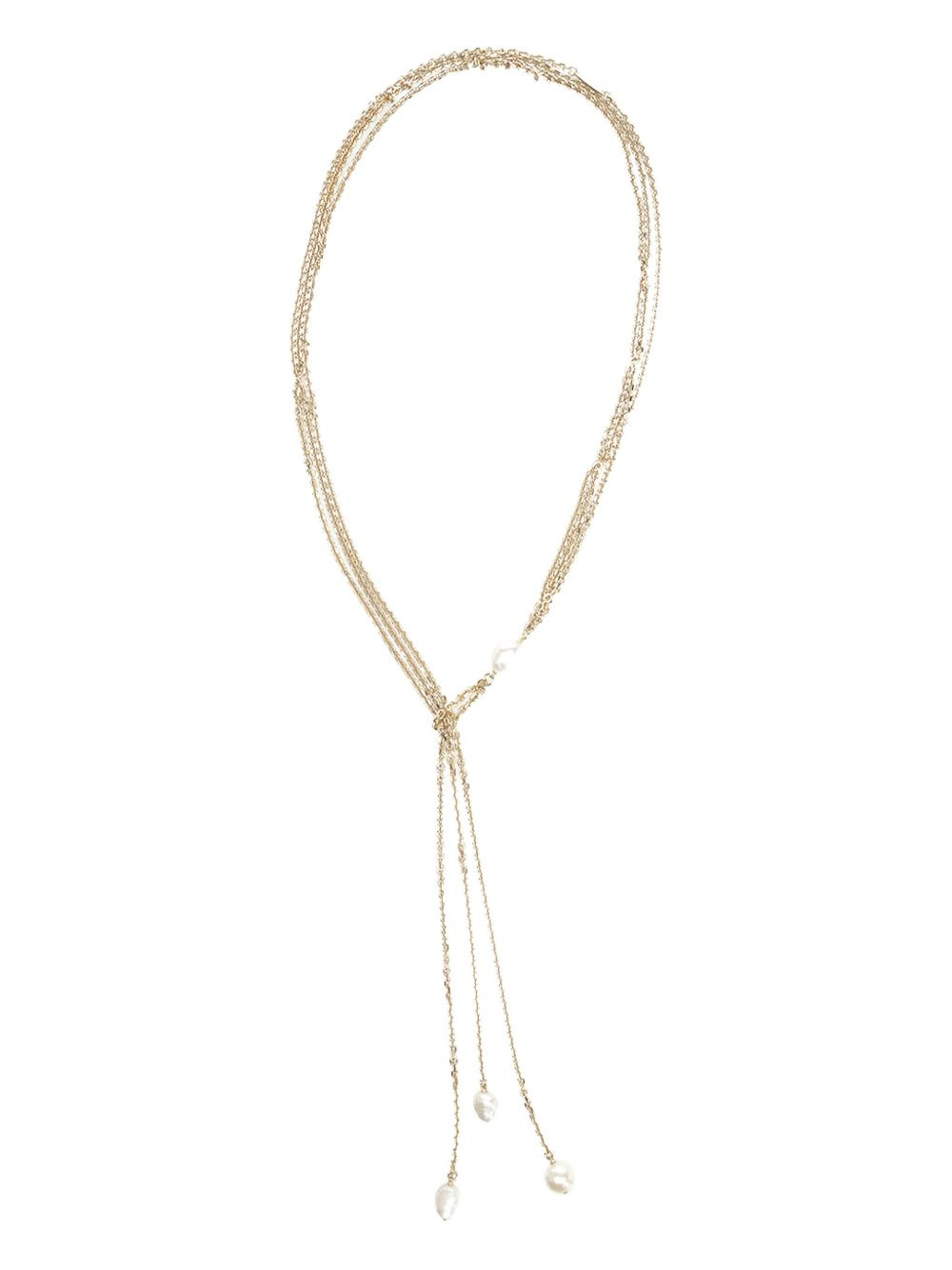 pearl-embellished chain necklace - 1