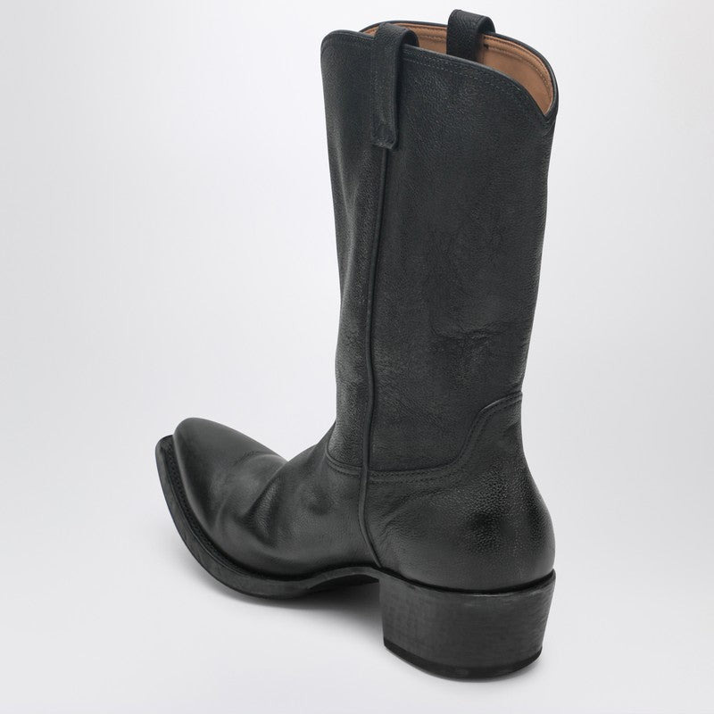 Prada Black Texan Boots In Leather Men - 2