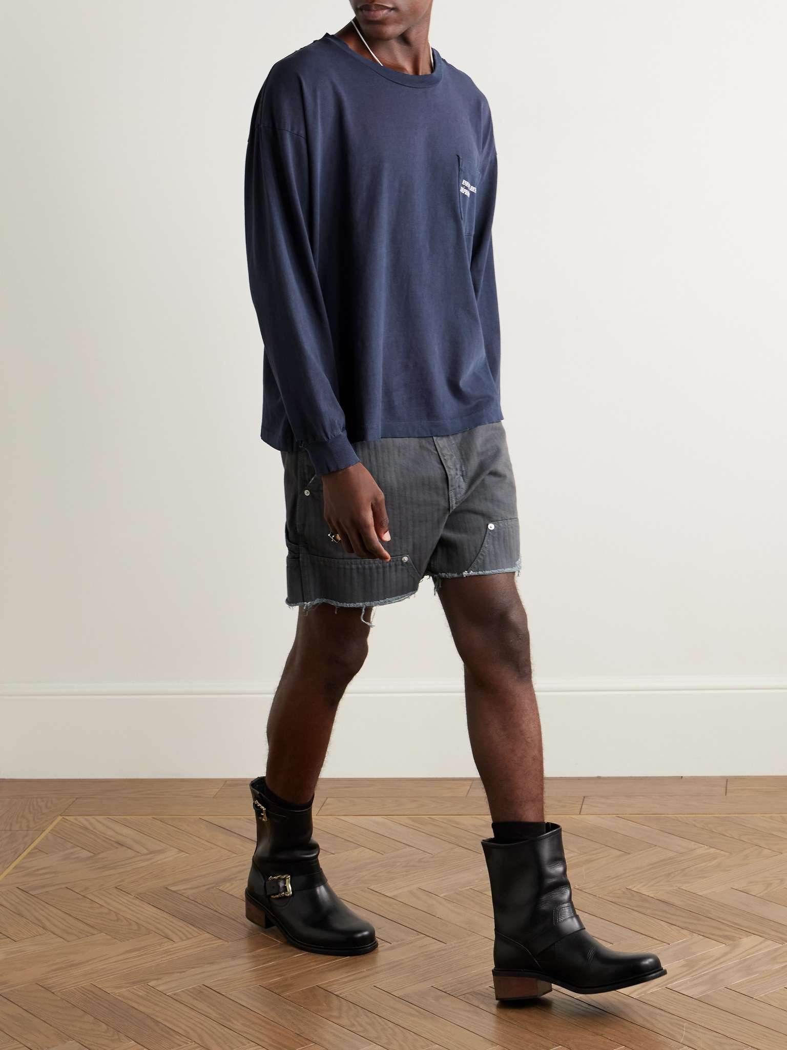 Distressed Logo-Print Cotton-Jersey T-Shirt - 2