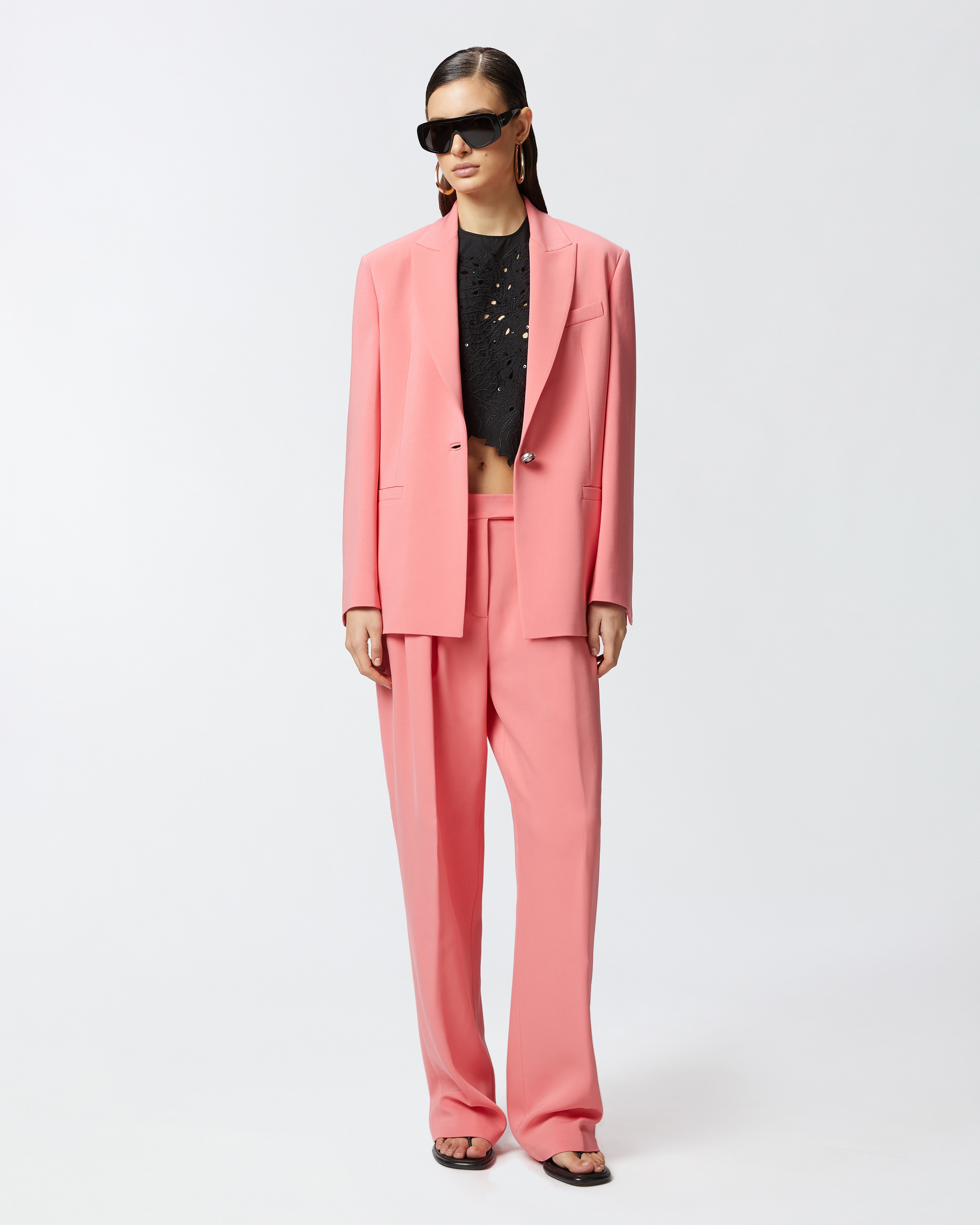 ELEGANT WIDE-LEG TROUSERS WITH DARTS - 2
