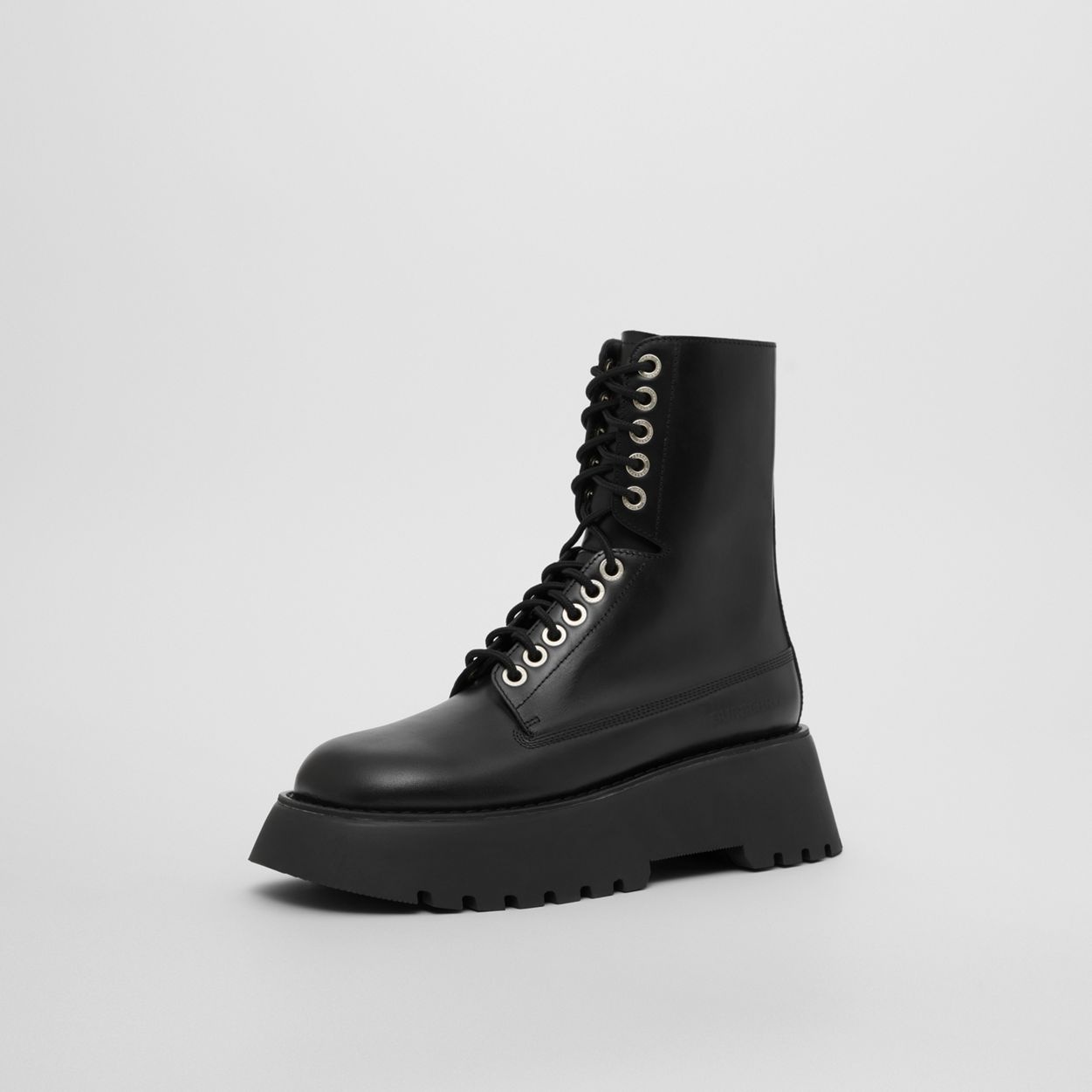 Logo Detail Platform Leather Boots - 10
