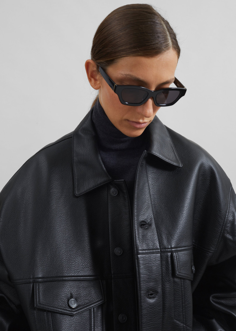 Conan Faux Leather Jacket - Black 3