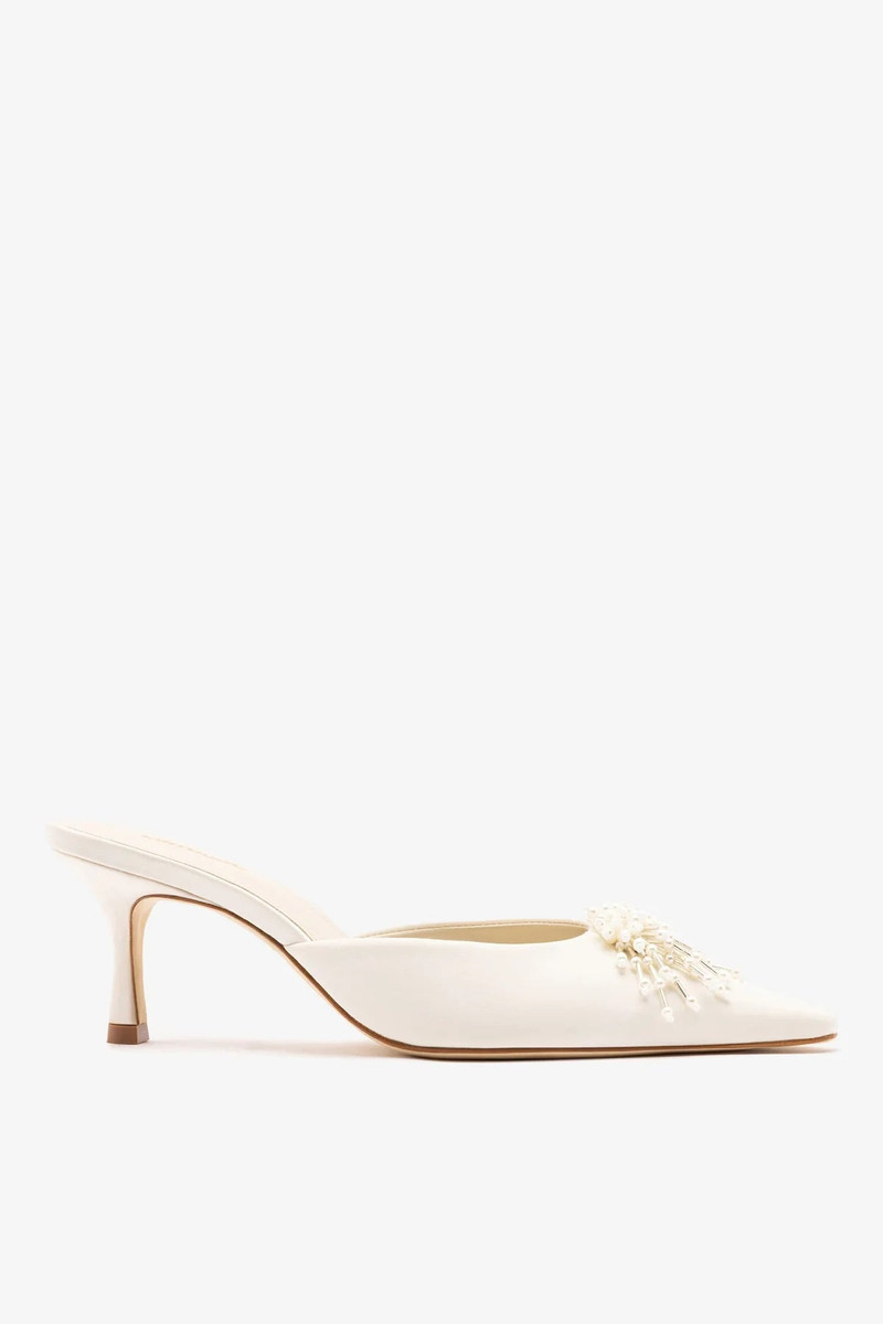 Carine Mule White Satin 1