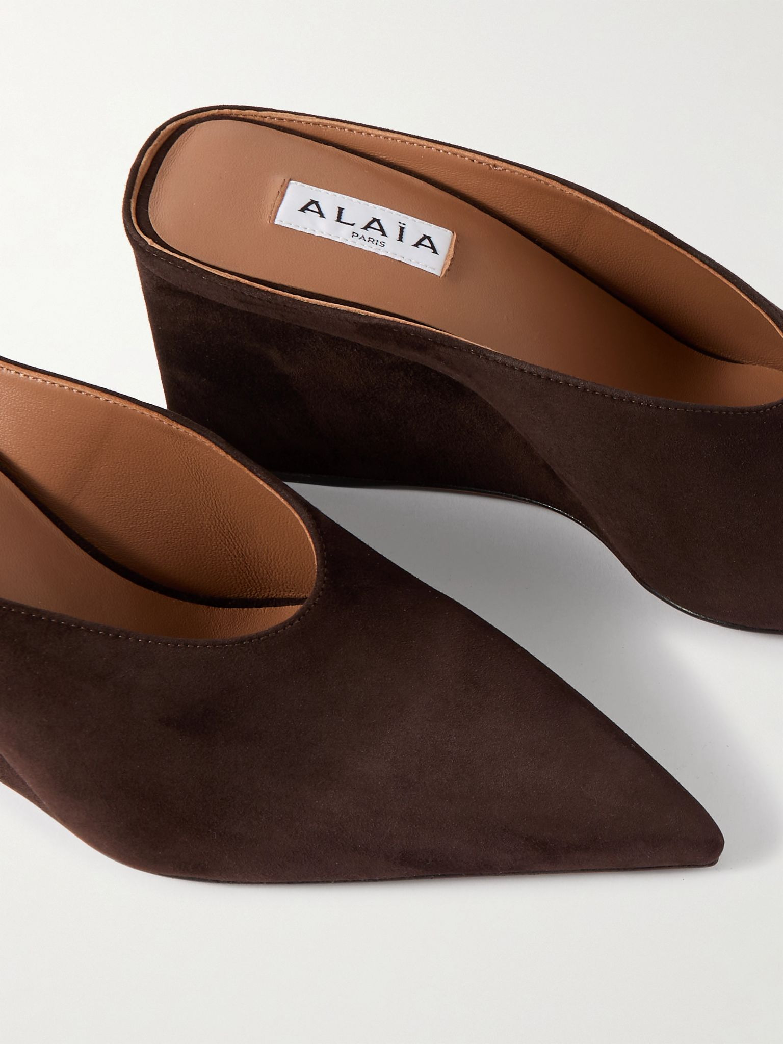 75 suede point-toe wedge mules Brown - 4
