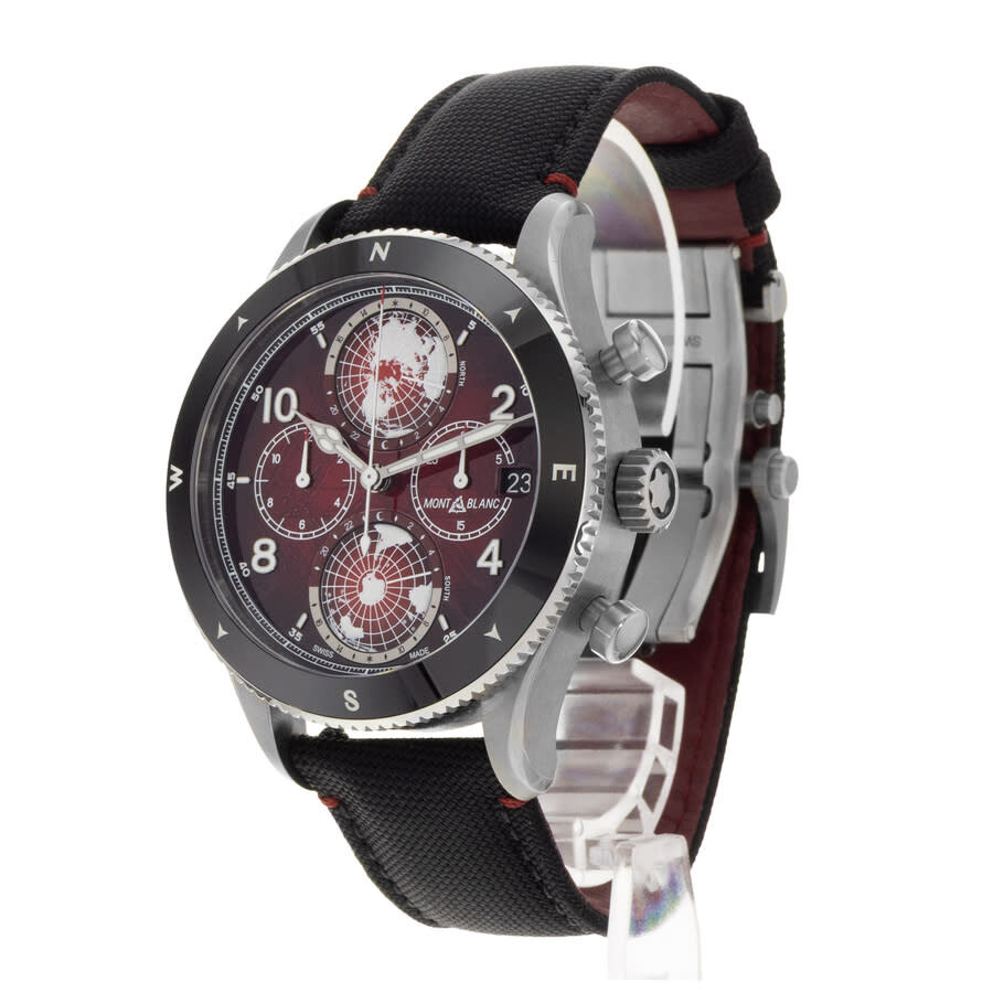 Pre-owned Montblanc 1858 Chronograph Automatic Red Dial Men's Watch 132303 - 5