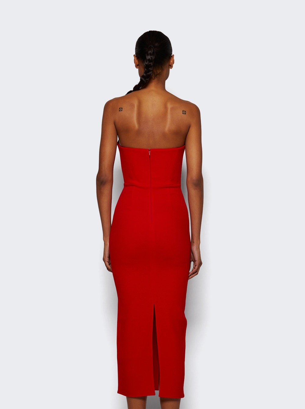 Strapless Dress In Stretch Crepe Red - 4