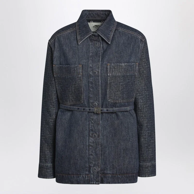 Fendi Go-To Jacket In Dark Blue Denim Women - 1