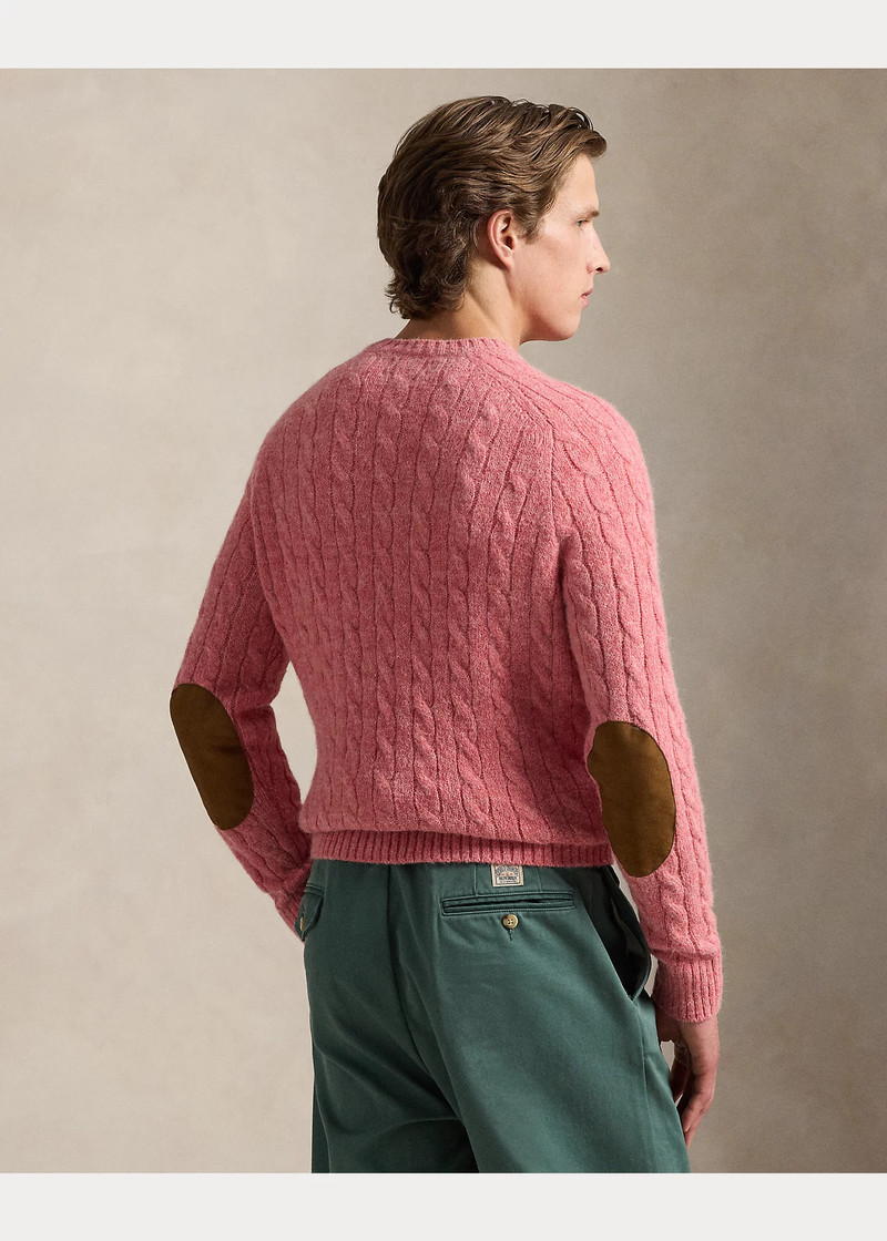 Suede-Patch Cable-Knit Sweater 4