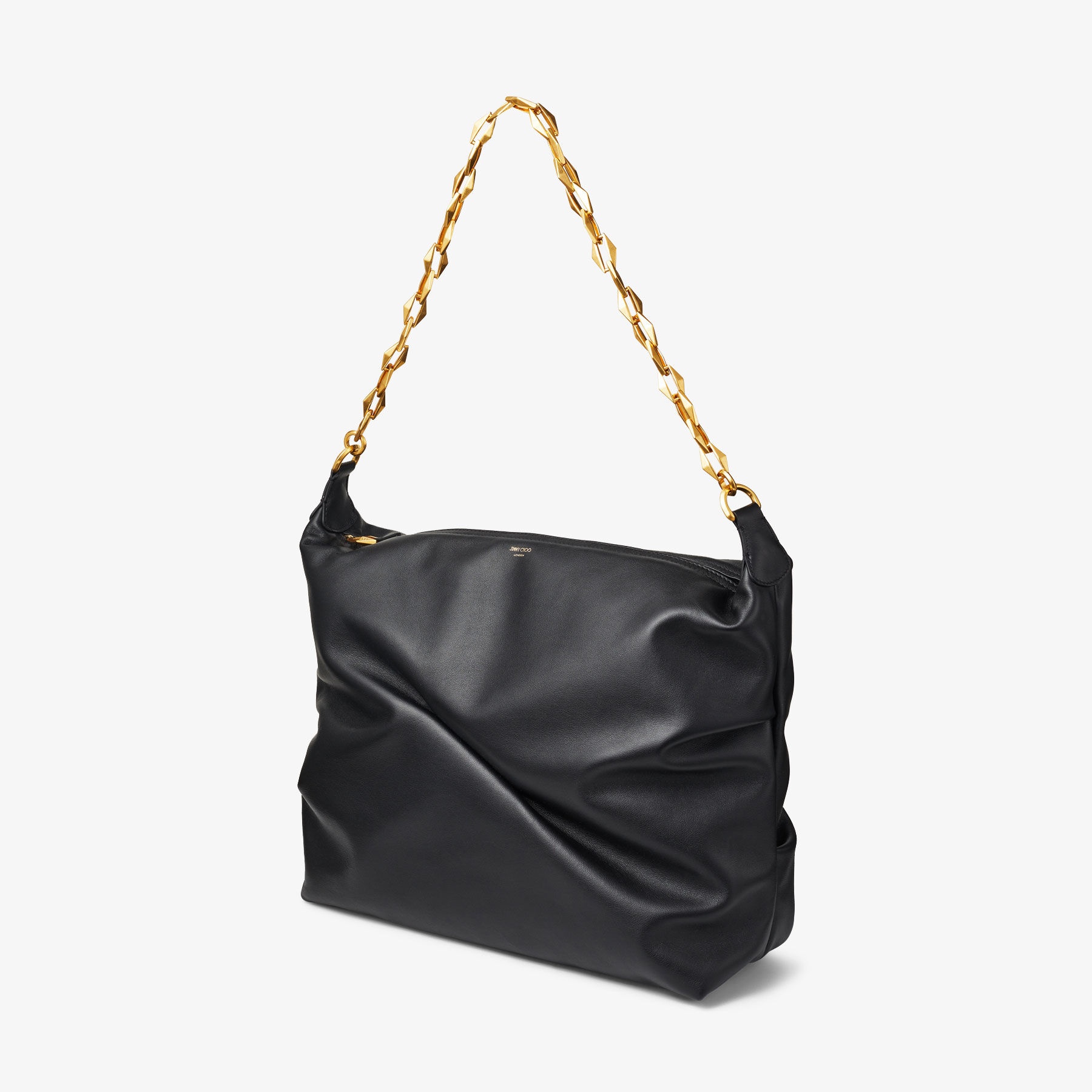 Diamond Soft Hobo M
Black Soft Calf Leather Hobo Bag with Chain Strap - 6