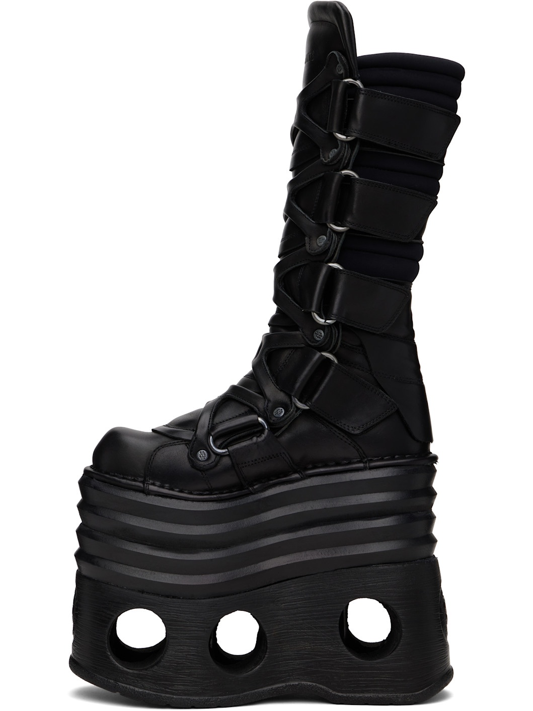 Black New Rock Edition Platform Tower Boots - 3