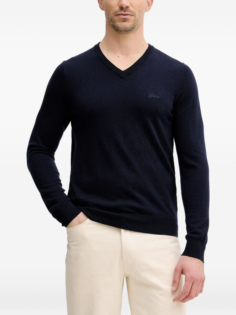 Daren logo-embroidered V-neck sweater 1