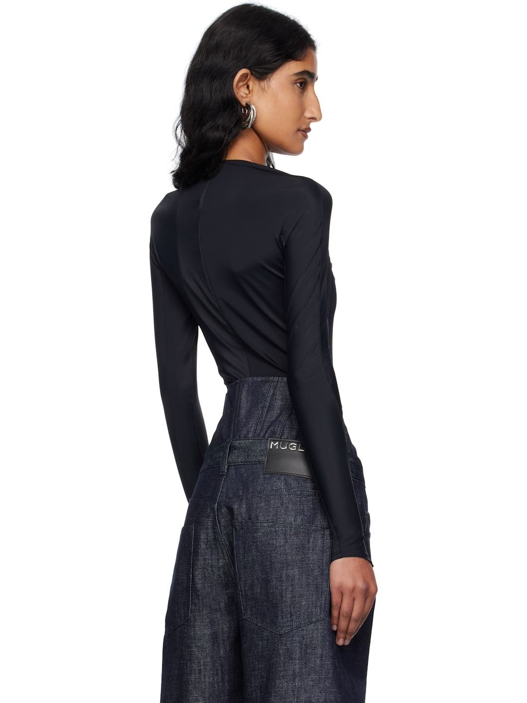 Black Shoulder Logo Bodysuit - 3