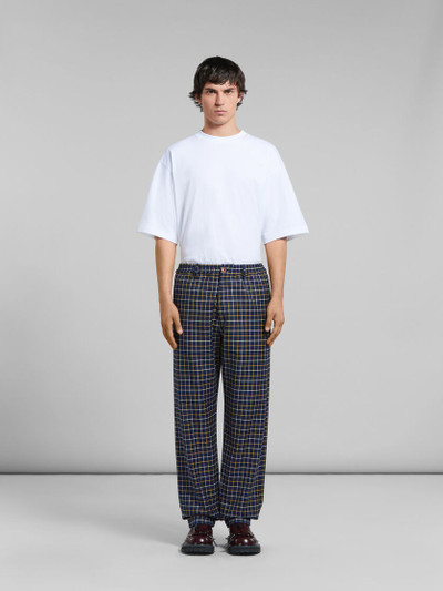 Marni BLUE CHECKED WOOL AND COTTON TRACK PANTS outlook