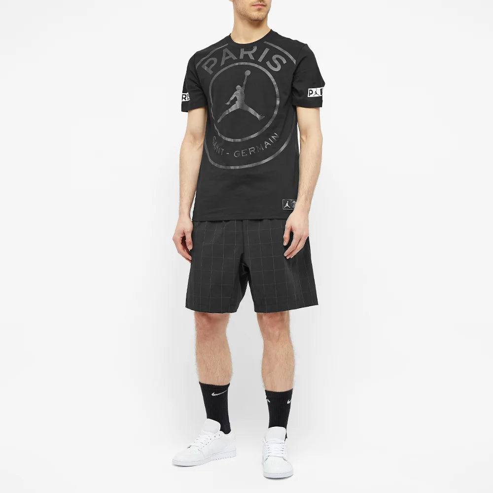 Air Jordan Paris Saint-Germain Logo Tee Printing Short Sleeve US Edition Black BQ8384-010 - 4