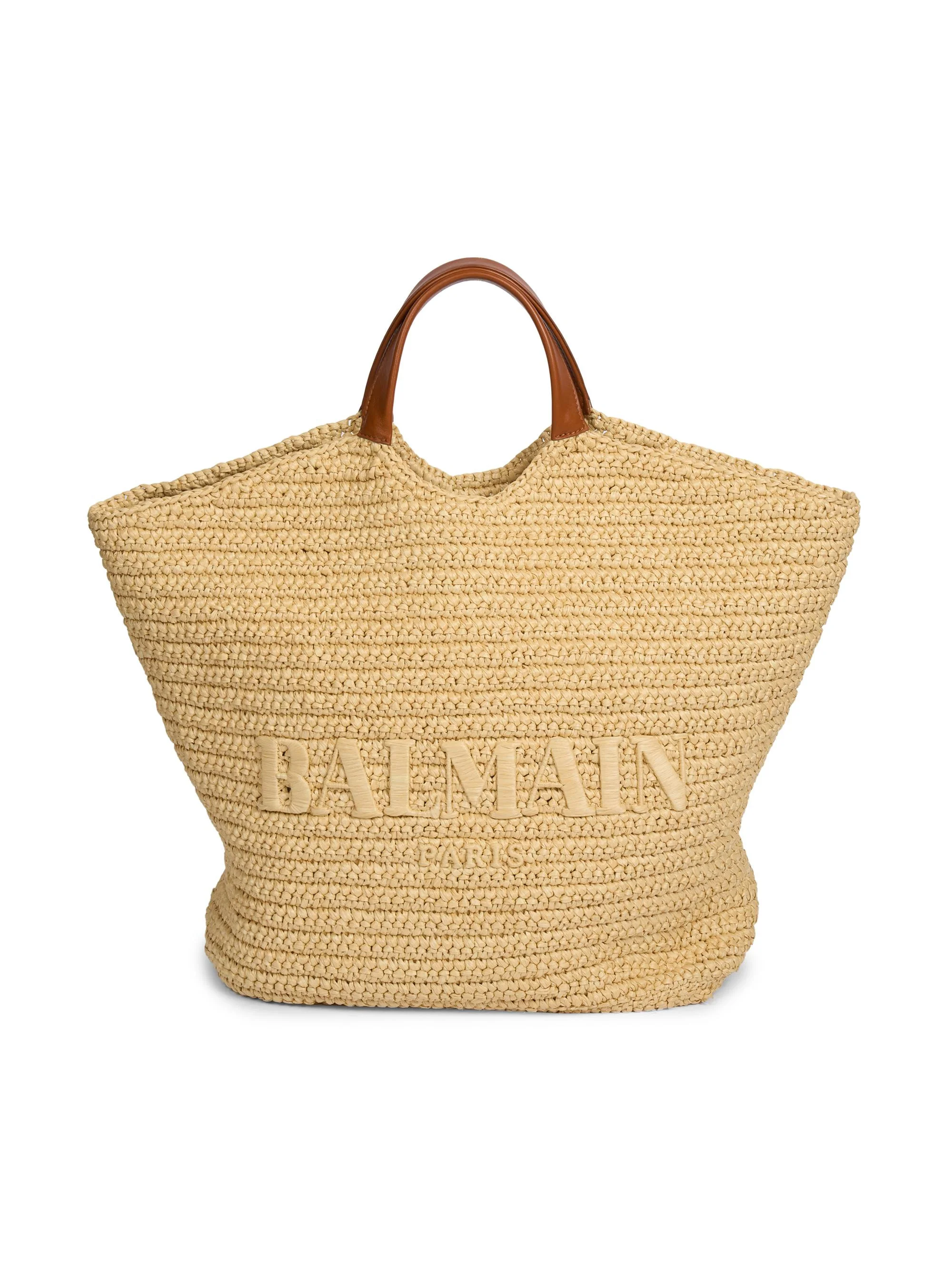 Women's Cabas Large Woven & Leather Tote Bag - Naturel - 1