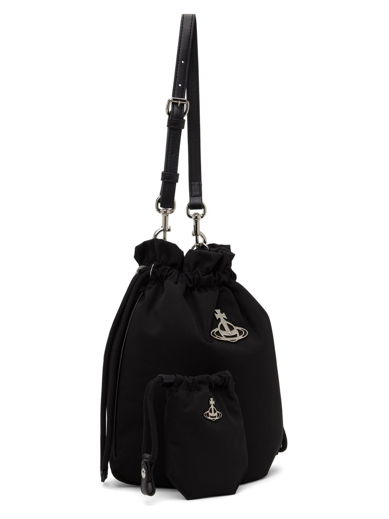 Vivienne Westwood Black Re-Nylon Drawstring Bag outlook