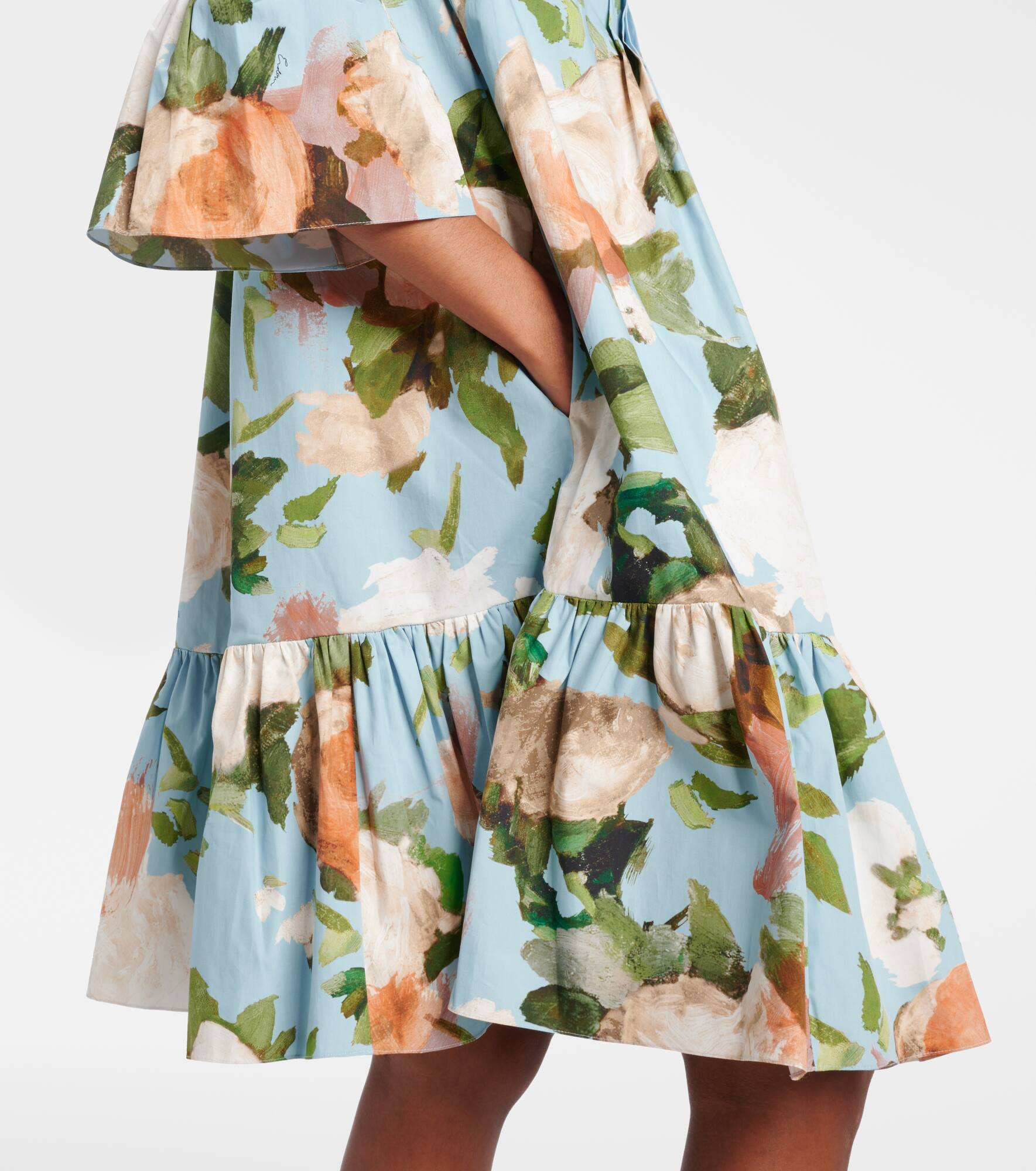 Floral gathered cotton poplin minidress - 5