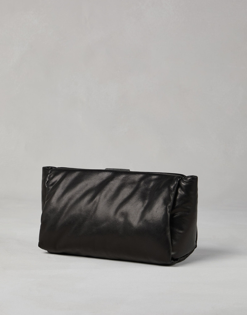 Brunello Cucinelli Wet-effect nappa leather clutch bag with shimmering detail outlook