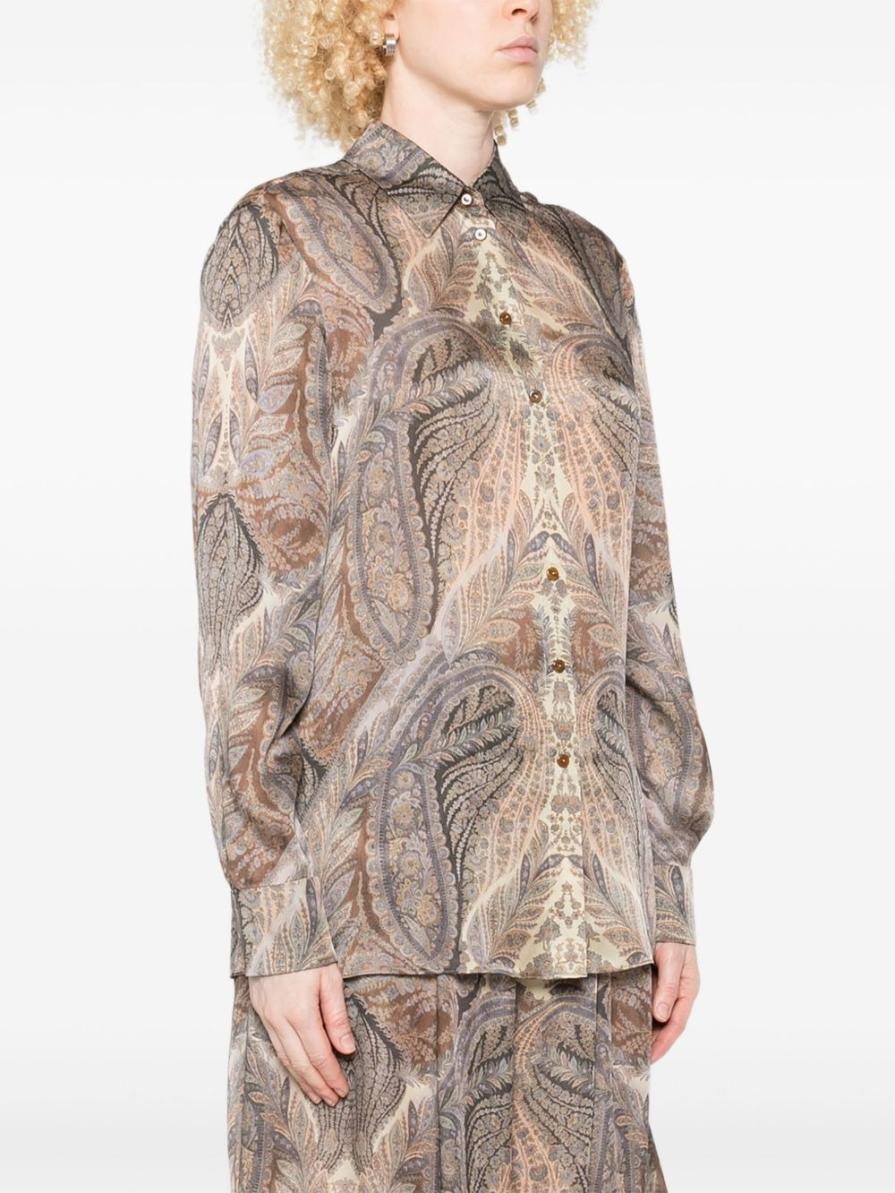 paisley-print front-button shirt - 3