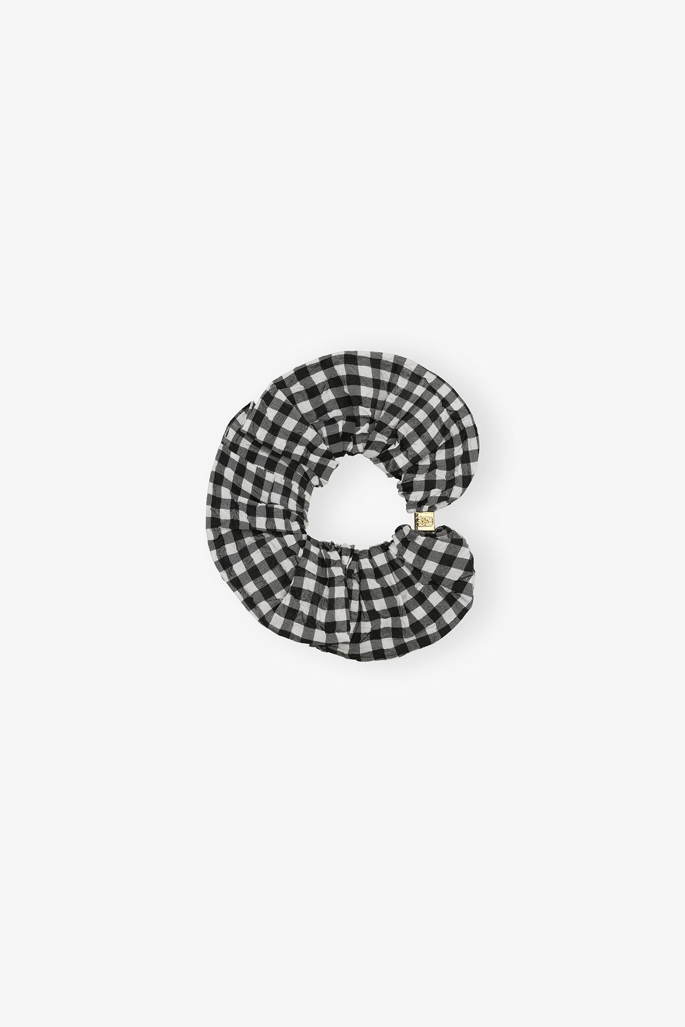 BLACK CRINKLED CHECK SCRUNCHIE - 1