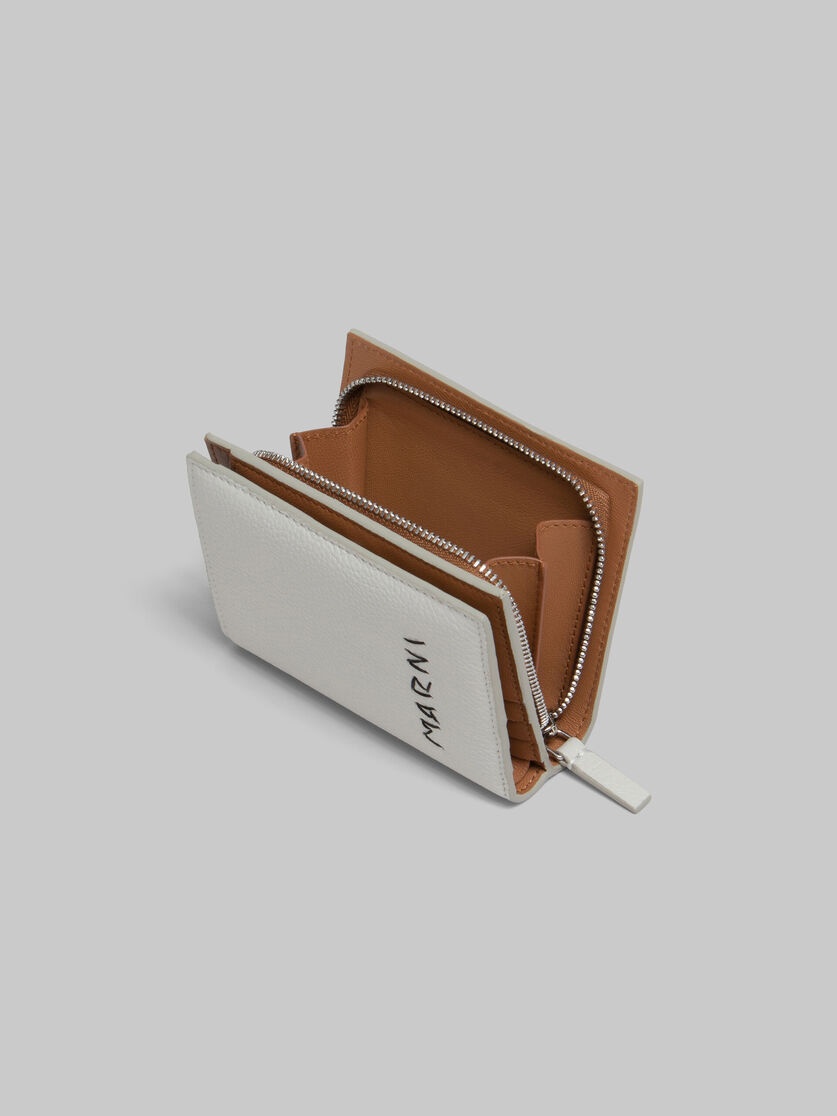 GREY LEATHER ZIP-AROUND BIFOLD WALLET WITH MARNI MENDING - 4