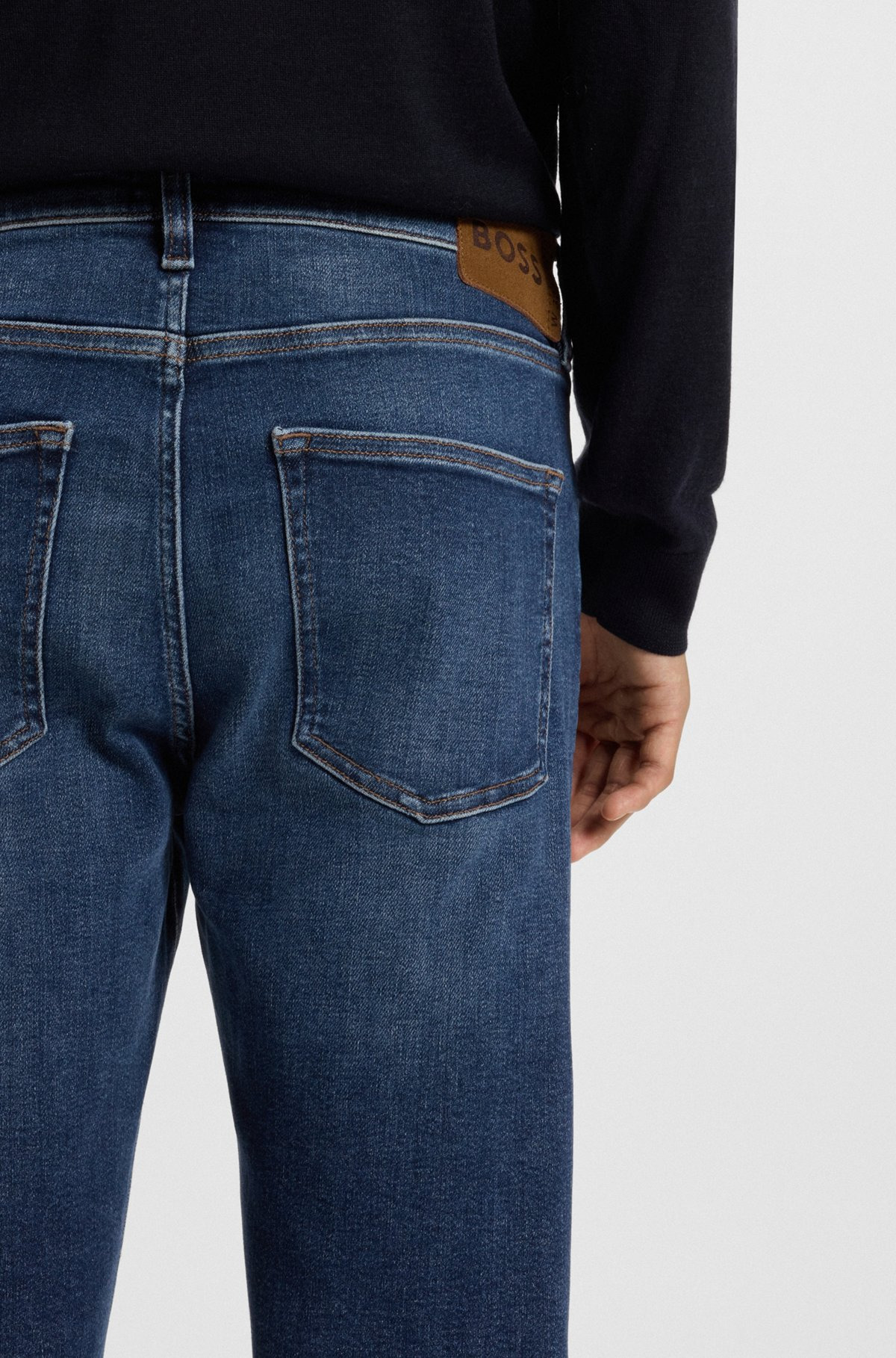 SLIM-FIT JEANS IN DARK-BLUE SUPER-STRETCH DENIM - 5