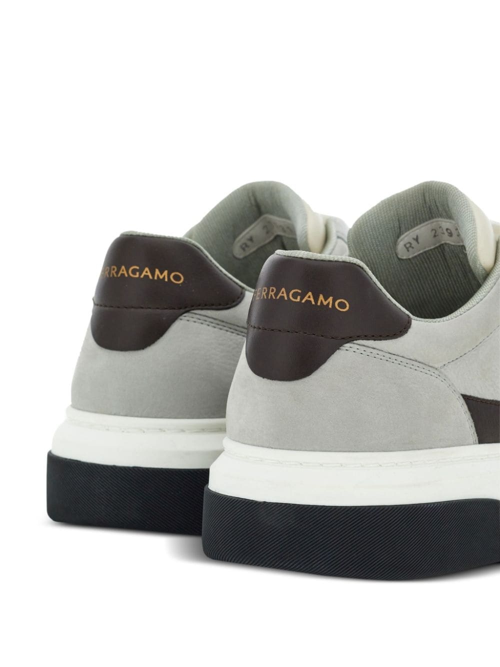 Gancini-embroidered leather sneakers - 3