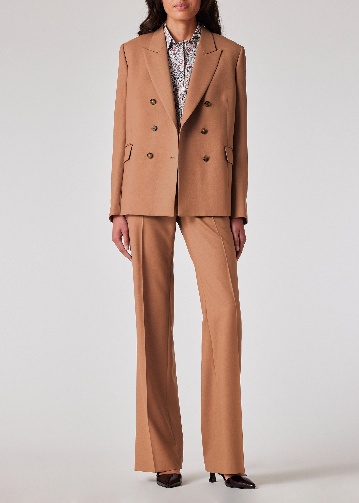Women's 'A Suit To Travel In' - Taupe Wool Double Breasted Suit - 8