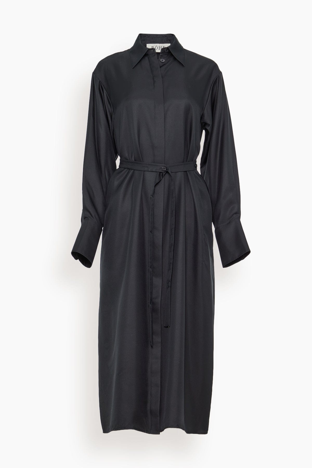 Silk Open Back Wrap Dress in Noir - 1