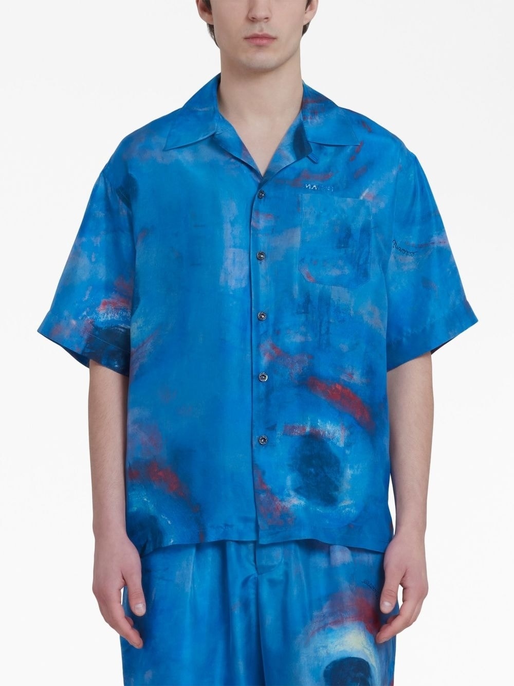painterly-print silk shirt - 3