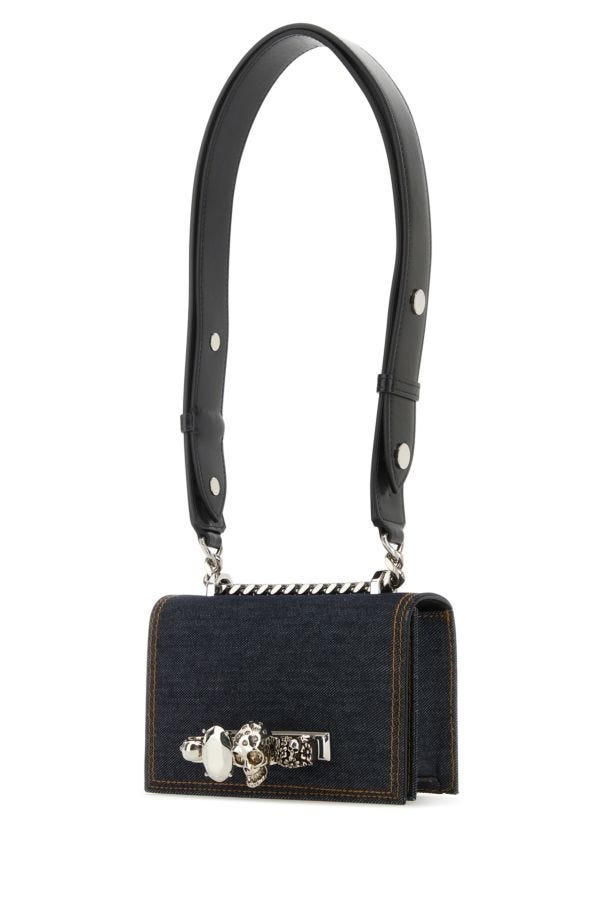 Alexander Mcqueen Woman Dark Blue Mini Skull Shoulder Bag - 2