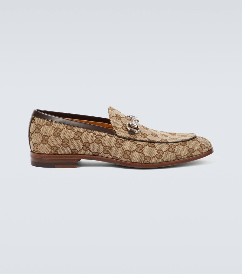 Horsebit GG canvas leather-trimmed loafers 1