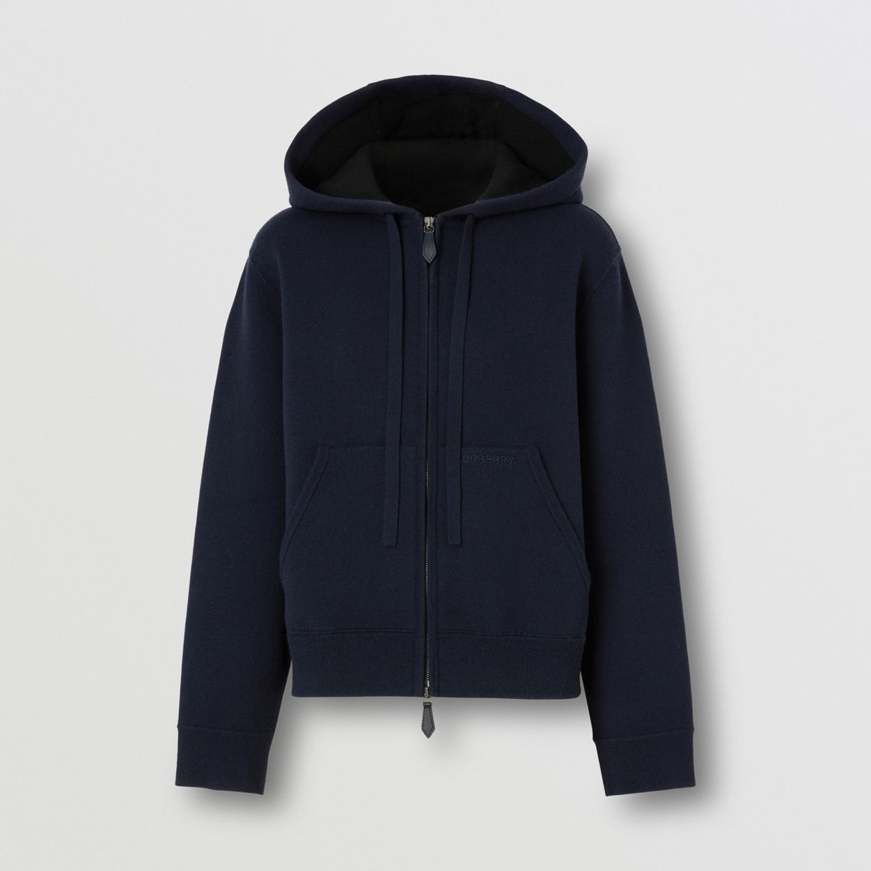 Embroidered Logo Cashmere Hooded Top - 1