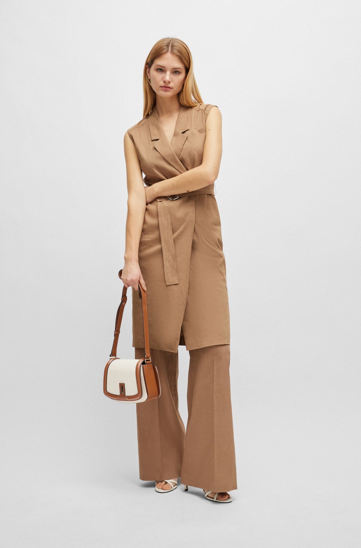 BELTED WRAP DRESS IN A LINEN BLEND - 3