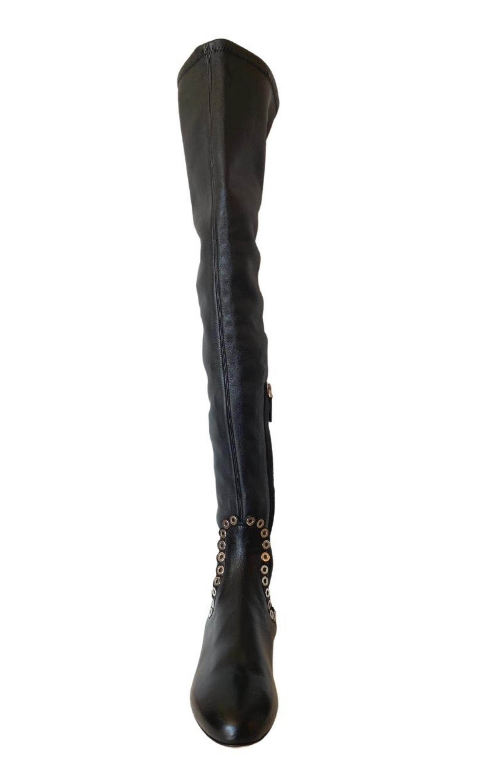 Over Knee Studded Flat Boots - 3