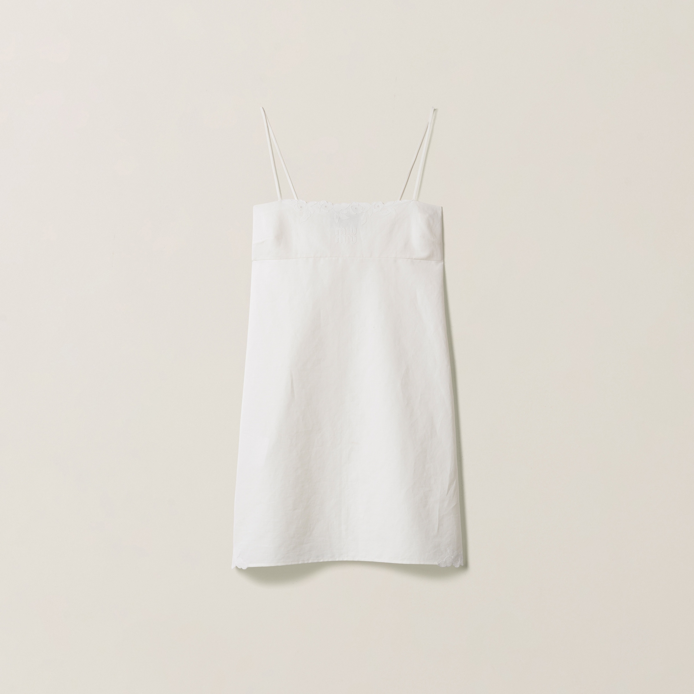 Embroidered slubbed canvas mini-dress - 1