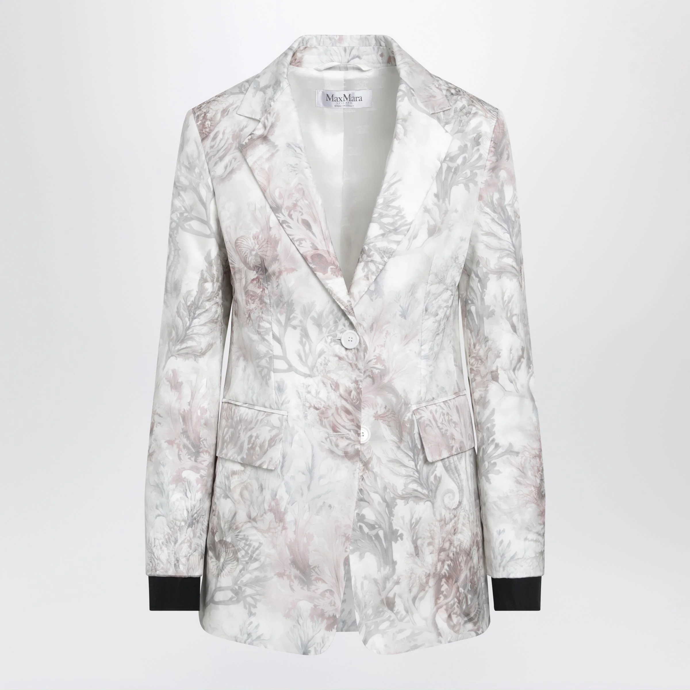 Max Mara Slim Blazer In Printed Organza And Cotton Gabardine Women - 1