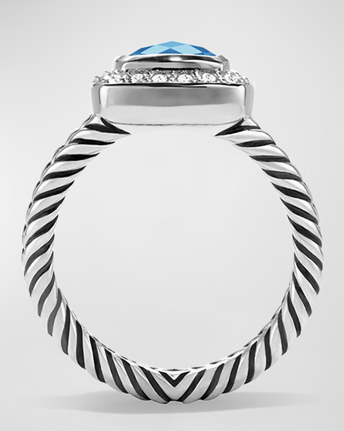 Petite Albion Ring with Gemstone and Diamonds in Silver, 7mm - 4