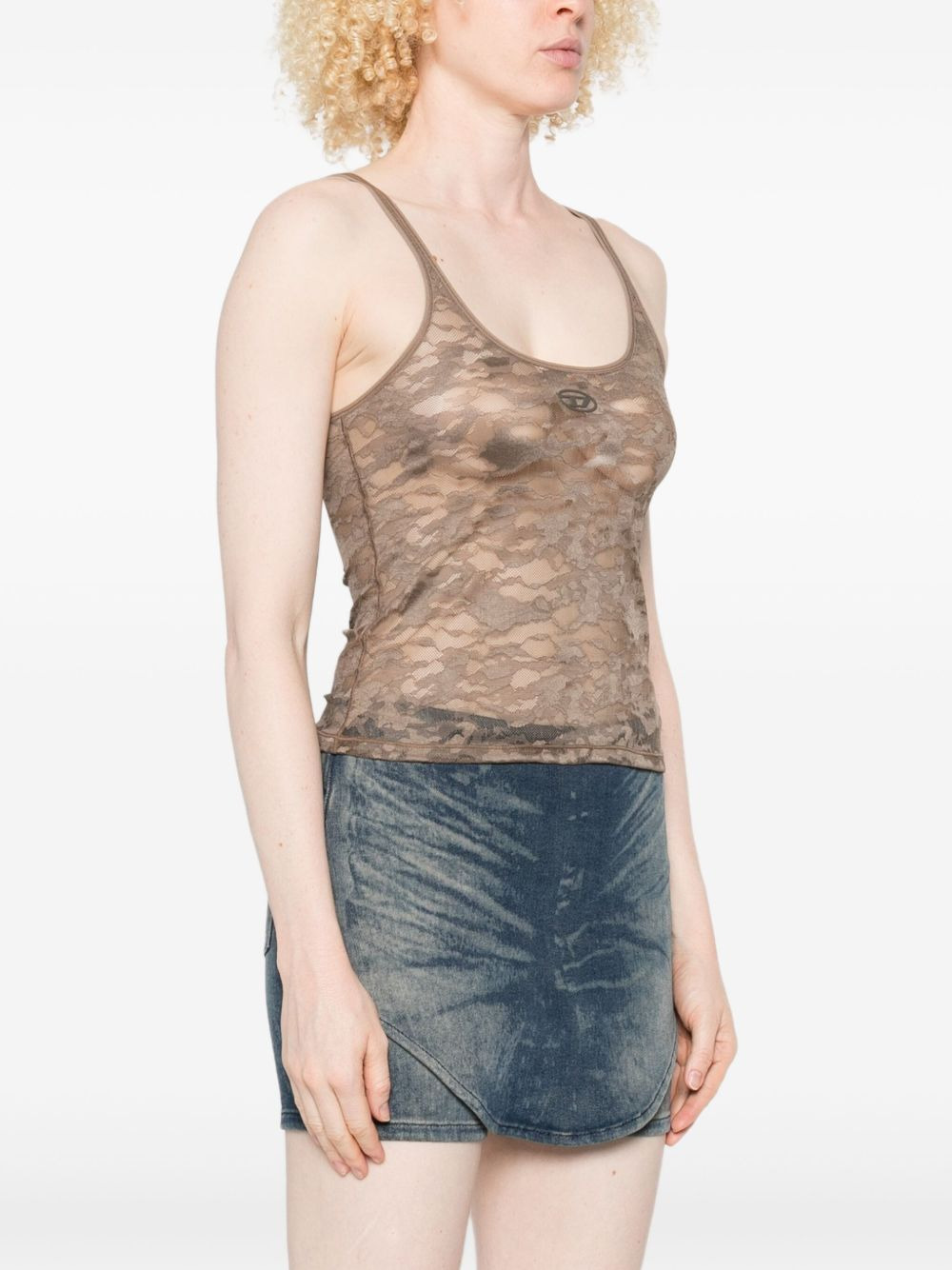 lace-panelled top - 3