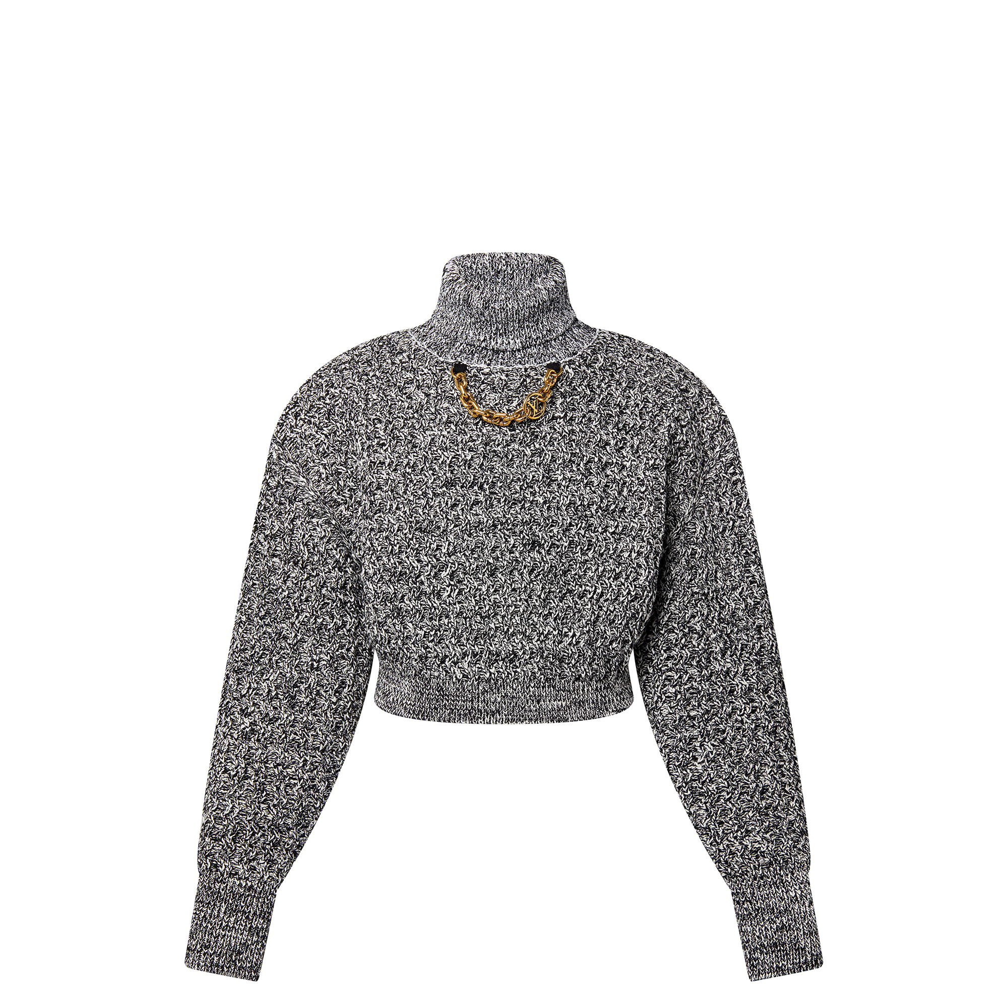 Ribbed Knit Cropped Turtleneck - 1