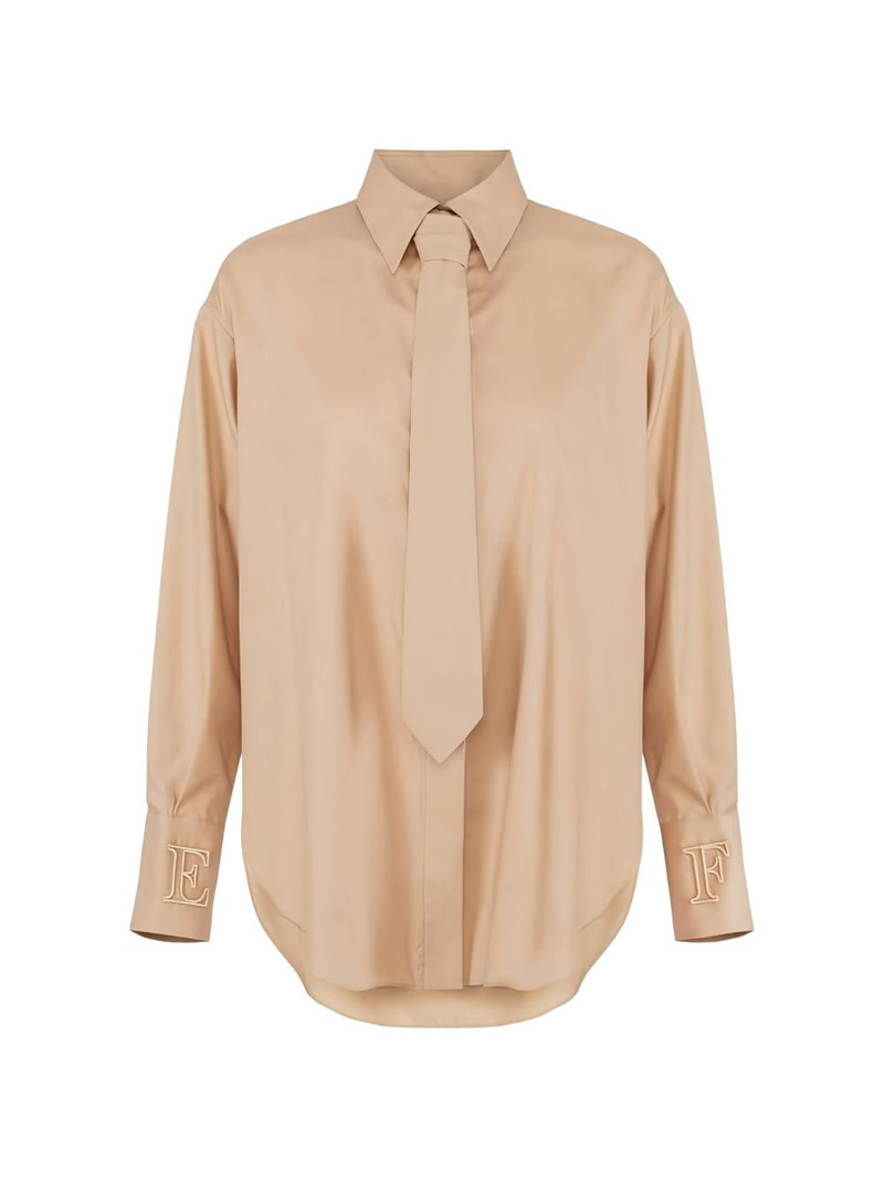 tie-detail logo-embroidery shirt 1